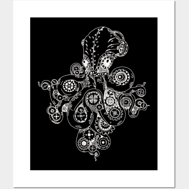 Retro Futurism Steampunk Adventure Octopus 2 Wall Art by EDDArt